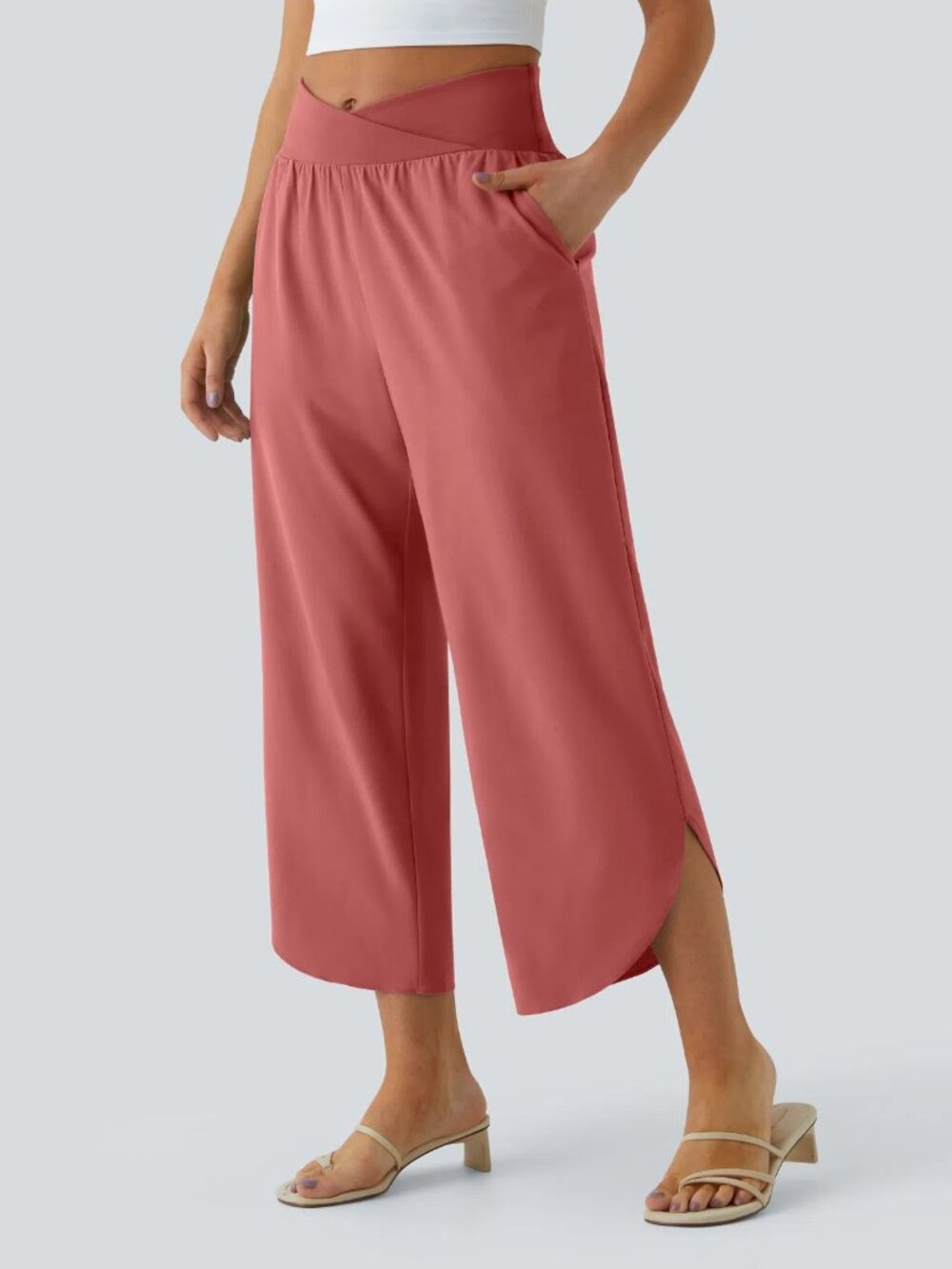 Halara XL Kapok Red Breezeful High Waisted Crossover Quick Dry Resort Pants